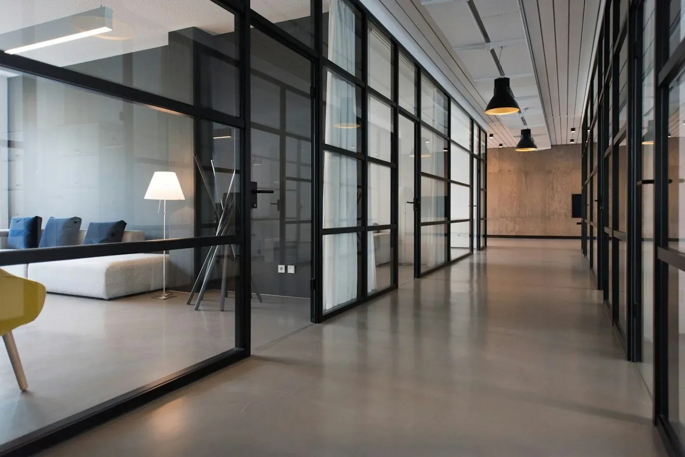 Architectural inspiration: a bright interior framed by full-height glass partitions